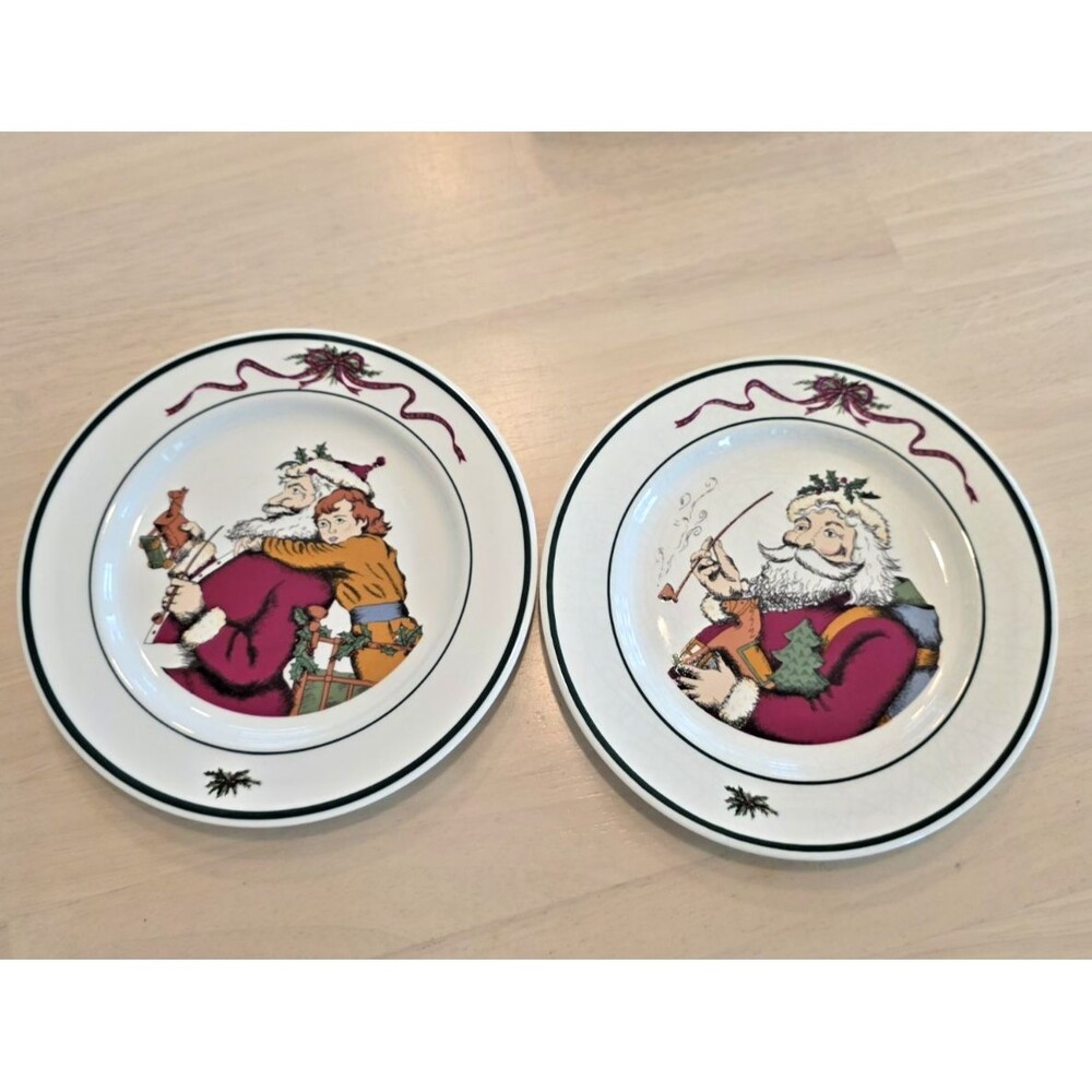 Set of 2 Cellar O’Tannenbaum Christmas Tree Salad Plates 7.5" - Two Designs